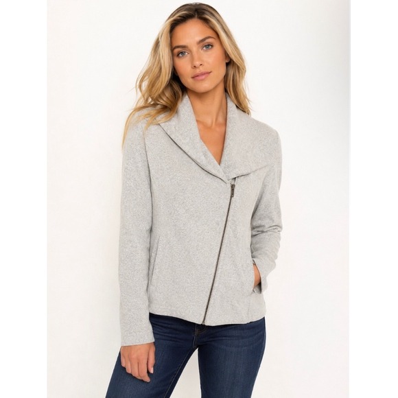 Banana Republic Jackets & Blazers - Banana Republic Light Gray Asymmetrical Zip Jacket Minimalist Quiet Luxury